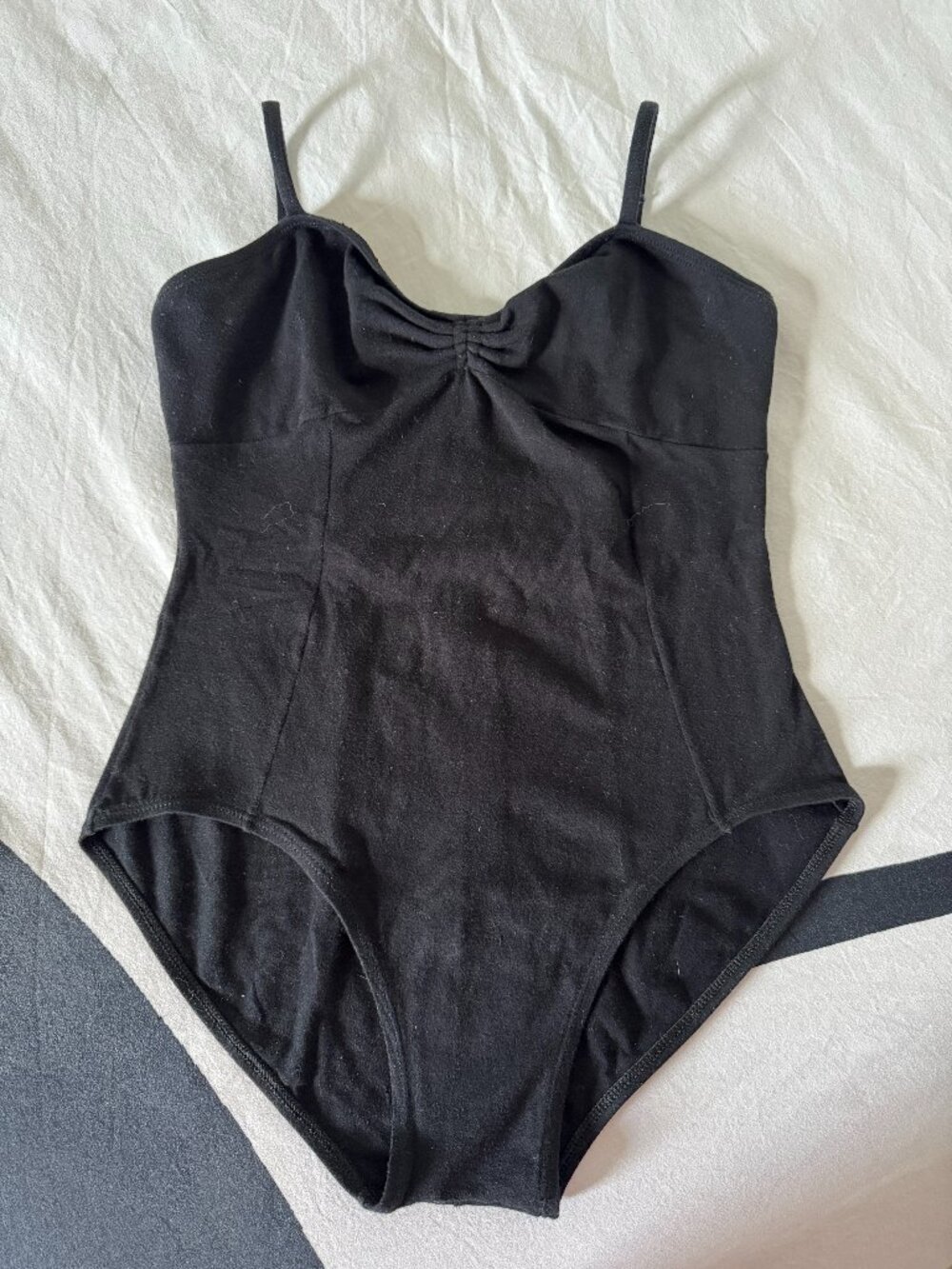 Black Dance Leotard Ruched Front Adjustable Straps Women’s Sz XL
